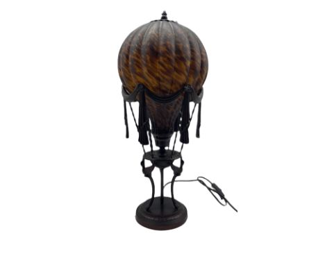 Bronzed effect table lamp in the form of a hot air balloon