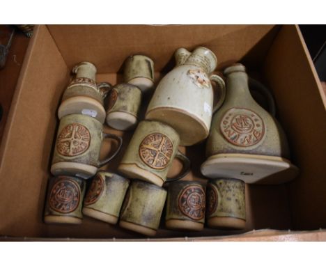 A selection of mid century Tremar ceramics including decanter set and mugs etc