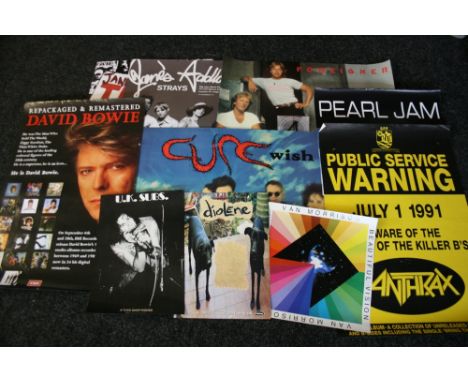 70s & 80s BAND POSTERS - a collection of 35 posters to include David Bowie, The Cure, Pearl Jam, Jane's Addiction, Van Morris
