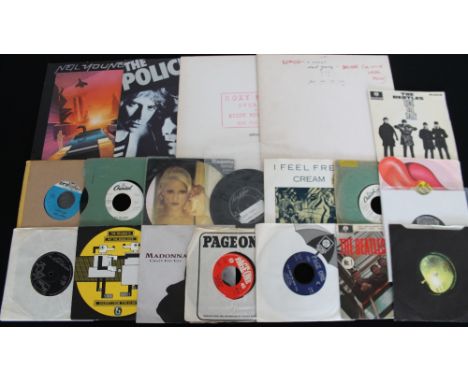 ROCK/POP - A good and interested mixed lot of 2 x LPs, 1 x promo 12", 15 x 7" and 1 x unknown 6" disc. Artists/titles include