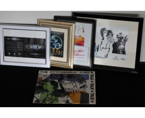 SIGNED MEMORABILIA - 4 framed autographed displays and a signed LP to include Prince's '20Ten' CD with an album page reading 