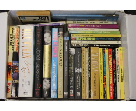 MUSIC BOOKS - 32 books on bands and artists to include Hendrix, Thin Lizzy, John Lennon, The Kinks, Elton John, Bowie, Adam a
