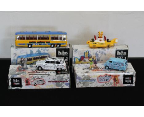 THE BEATLES - CORGI - 4 boxed Corgi Classics to include a Bedford Val Magical Mystery Tour Bus, a Bedford CA Graffiti Van, a 