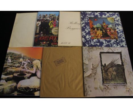 BEATLES/STONES/ZEP - Ace collection of 7 x iconic LPs. Titles are The Beatles - Sgt. Pepper's (PCS 7027 2 box RE) and The Whi