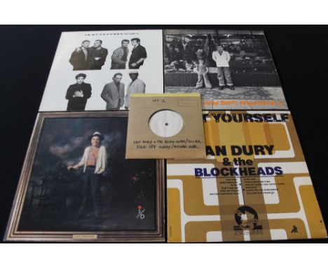 IAN DURY & THE BLOCKHEADS - A lovely pack of 4 x LPs and a rare white label 7". Titles are w/Sun Ra - Fuck Off Noddy/Nuclear 