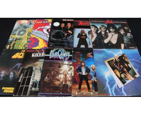 METAL/HEAVY ROCK - Head bangin' collection of 46 x LPs with 12". Artists/titles include Joe Satriani - Surfing With The Alien