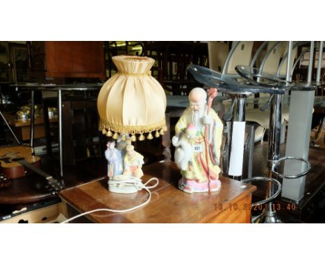 An oriental figure of a man and a lamp