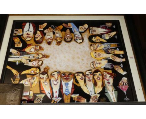 Todd White - Who's got this round?, embellished giclee print on canvas, No.65/120, 75 x 90cmCondition is good and is sold wit