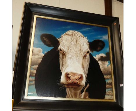 Paul James - limited edition print on canvas, titled "Jools", portrait of cows head, signed and numbered 29/295, lower left a