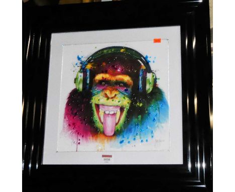 Murchiano - Musical chimp, heightened reproduction print, 31 x 31cm