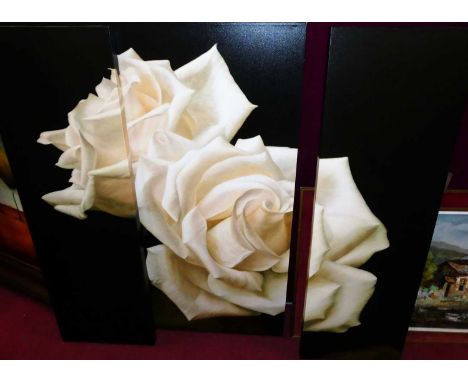 Deborah Bigeleisen - White rose, triptych canvas print, full dimensions 135 x 187cm 