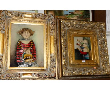 The Three Tenors, embellished giclee print on canvas, 24 x 18cm, housed in a heavy gilt composition frame; and one other (2)