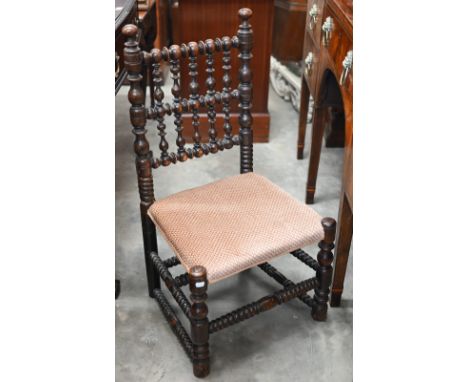 Antique bobbin-turned oak side chair a/f 