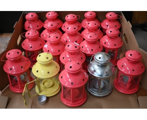 Sixteen Ikea pink tea-light lanterns and two other similar lanterns (box) 