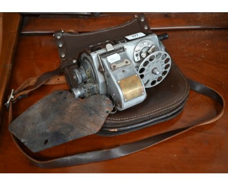 A vintage bus-conductor's Ticket Issue Machine to/w a leather fare-pouch (2) 
