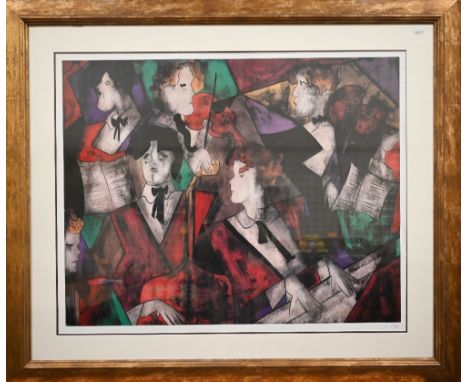 After Linda Le Kinff (b 1949) - An orchestra, print, pencil signed to margin, 67 x 84 cm 