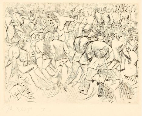 RUDOLF GROßMANN (1882-1941, Freiburg im Breisgau) SoldatenballRadierung auf Velin.17,5 x 23,5 cm (30 x 33,5 cm).Signiert "R G