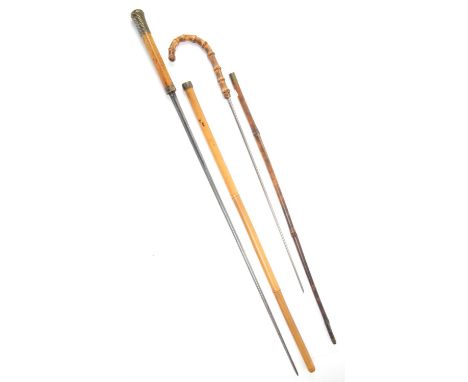 Early 20th century bamboo sword stick 52.5cm blade, and another bamboo sword stick 75cm bladeCondition Report:  The cane with