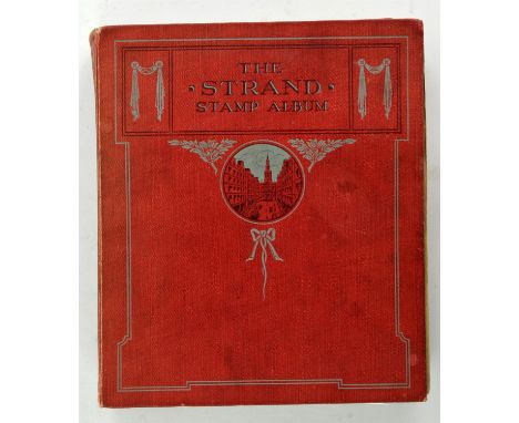 Strand Stamp Album with World Stamps, Great Britain 1d reds, British Commonwealth, China,