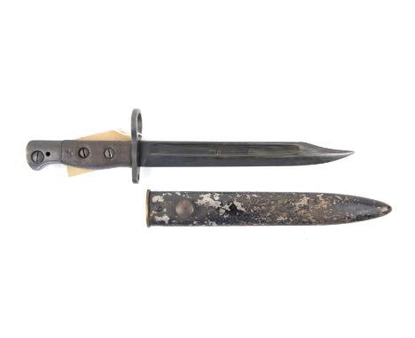 Lee Enfield No.5 'Jungle Carbine' bayonet and scabbard, marked WSCCondition Report:  Blade is in good condition, with point a