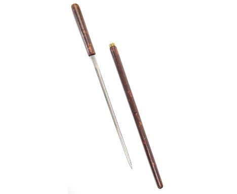 Early 20th century leather bound swagger sword stick by Cogswell & Harrison, Ltd. London W1, 34cm blade