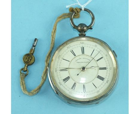 A silver-cased open-face chronograph, the key-wind movement engraved 'Manuf.d by Richardson, Coventry, J W Reeley & Sons, Lon