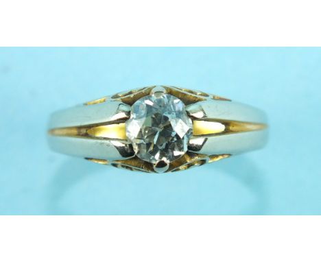 A solitaire diamond ring claw-set an old brilliant-cut diamond of approximately 0.6cts, size Q, 4.1g.