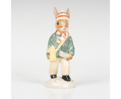 A newspaper carrier wearing a green jacket, and red striped scarf and hat. Royal Doulton backstamp. Artist: G. TongueIssued: 