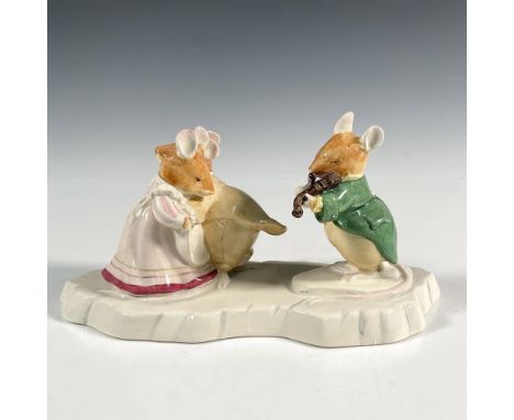Limited edition tableau depicting a mouse playing a musical tune with his violin while a pair of mice dance away. Royal Doult