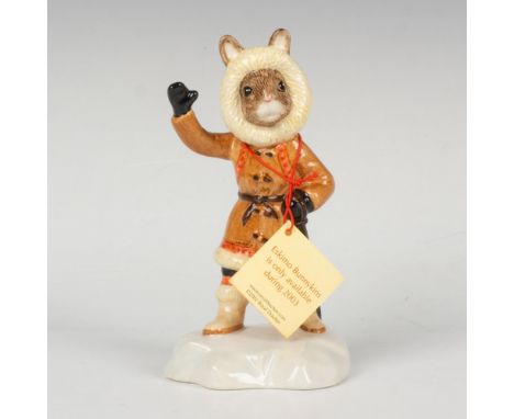 A figure of a bunny depicting an Indigenous person from the Artic region, wearing traditional clothing for the cold climate. 