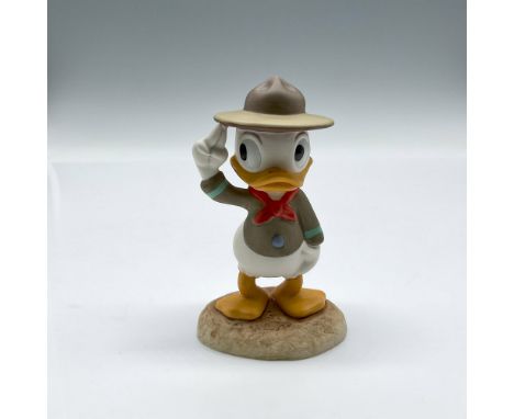 Collectors Society members only figurine, Nephew Duck, dressed in his scout's uniform, colored in brown, cream, and green. Wa