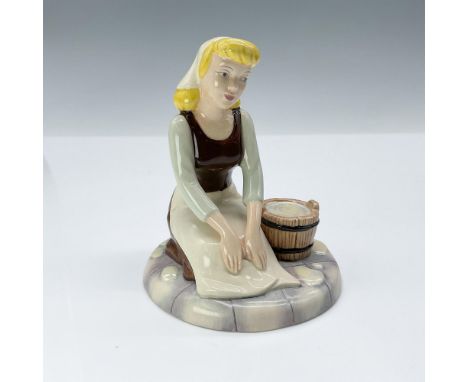 This fine stoneware figurine is hand-decorated and depicts Cinderella in her tattered dress scrubbing the floor. Titled They 