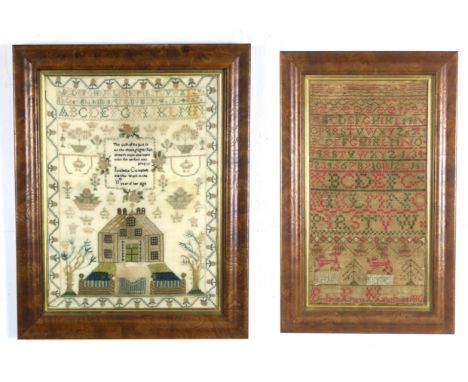 AN EARLY-19th CENTURY NEEDLEWORK SAMPLER With a depiction of a country house part-worked in chenille, embroidered centrally "
