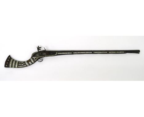 AN AFGHAN FLINTLOCK JEZAIL The lock-plate engraved "Henshaw" alongside East India Company&nbsp;heart-shaped balemark over the