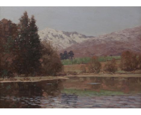 GEORGE HOUSTON RSA RSW RGI (SCOTTISH 1869-1947) SNOW, LOCH AWE&nbsp; Oil on canvas, signed lower right, 45 x 60cm (18 x 24") 