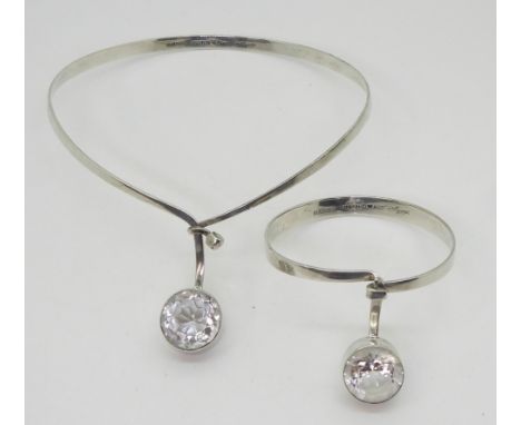 GERT THYSELL SUITE OF JEWELS designed in the mid 1960's both stamped Gussi, Malmo, Handsmide. The necklace with the date lett