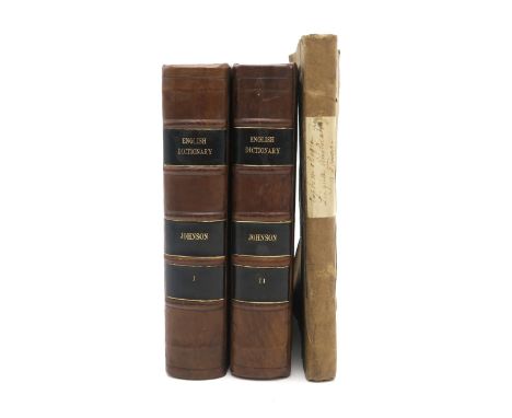 ENGLISH LANGUAGE Johnson, Samuel A Dictionary of the English Language Two volumes, second edition, printed for J. Knapton, Lo