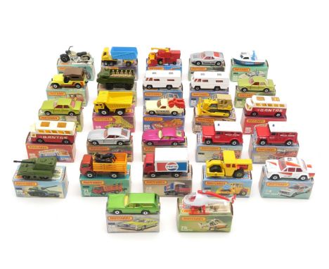 A COLLECTION OF BOXED LESNEY MATCHBOX SUPERFAST 1-75 SERIES MODEL VEHICLES Comprising, 50 Harley Davidson, 50 Articulated Lor