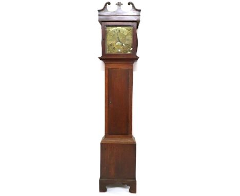 A GEORGIAN OAK CASED WM GERRARD EVELEIGH, BEAMISTER LONGCASE CLOCK&nbsp; with square brass face, 28cm high x 28cm wide with b