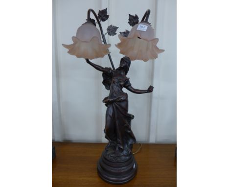 An Art Nouveau style figural table lamp