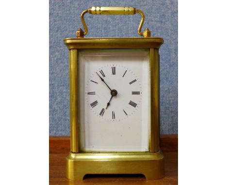 A Victorian Waterbury American striking brass carriage clock