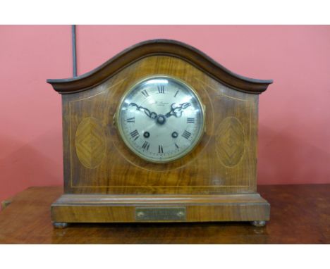 A J.W. Benson walnut chiming mantel clock