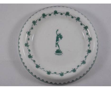 UNUSUAL ROYAL WORCESTER PIN DISH 'TOLLY' ADVERTISING LOGO, PUCE MARK, APPROX. 13 cm DIA.