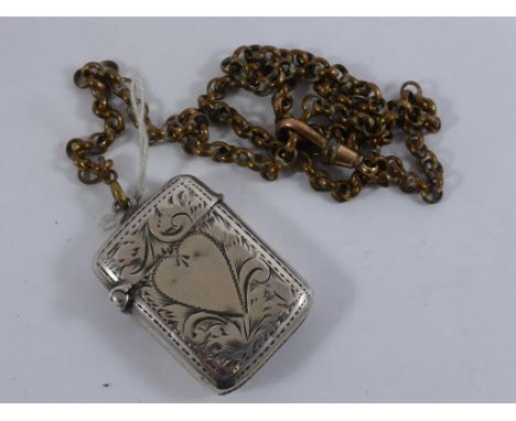 CHESTER 1900 SILVER VESTA WITH ENGRAVED HEART DECORATION