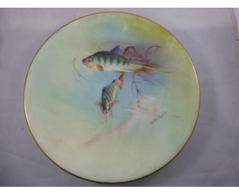 ROYAL WORCESTER CABINET PLATE WITH HAND PAINTED DECORATION, PERCH, SIGNED W.H.AUSTIN, APPROX. 24 cm DIA. JOHN PINNICK COLLECT