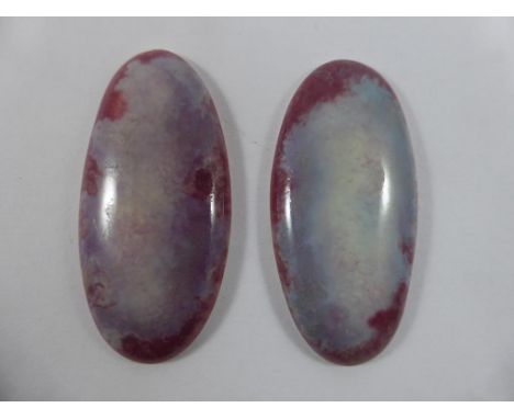 2 OVAL RUSKIN CERAMIC CABOCHONS