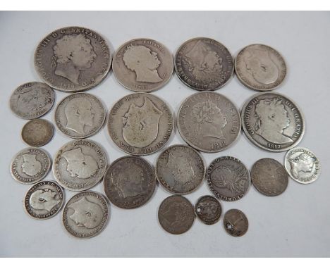 EARLY SILVER COINS, CROWNS, MAUNDY TWO PENCE