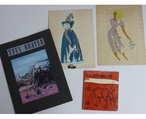 YVES BRAYER, BOOK YVES BRAYER ET SES CORTEGES, INSCRIBED AND SIGNED BRAYER WITH SKETCH OF HORSES, ONE ALSO WITH SKETCH, LTD. 