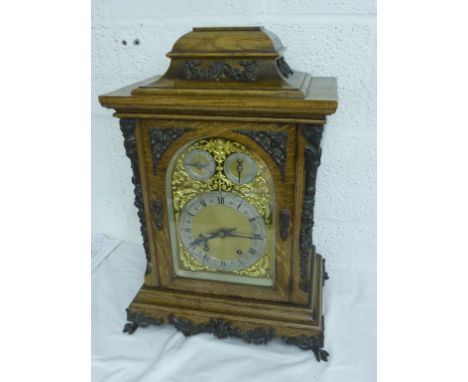 VICTORIAN OAK CASED TABLE CLOCK, G.H.OSMOND, OXFORD, W & H MOVEMENT, ARCHED BRASS DIAL WITH STRIKE/SILENT AND CHIME DIALS, GI