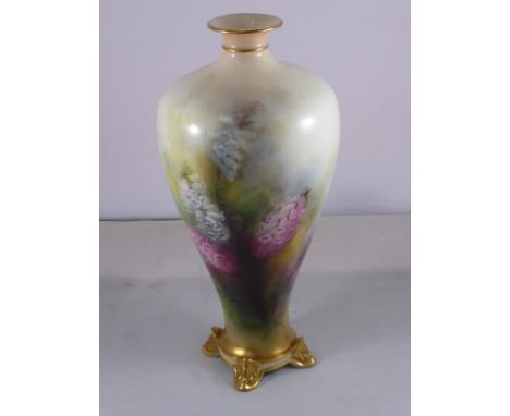 ROYAL WORCESTER VASE, SHAPE F106, DECORATED WITH FOXGLOVES, SIGNED W.H.AUSTIN, APPROX. 20cm, JOHN PINNICK COLLECTION